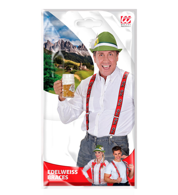Tiroler Edelweiss bretels oktoberfeest rood — foto 2