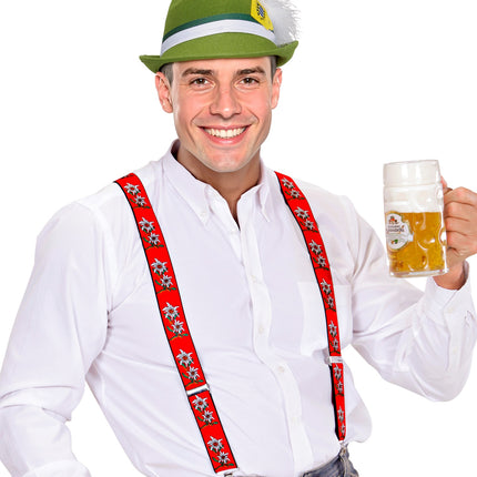 Tiroler Edelweiss bretels oktoberfeest rood — foto 5