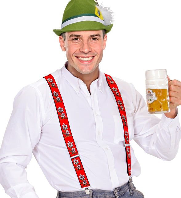 Tiroler Edelweiss bretels oktoberfeest rood — foto 5