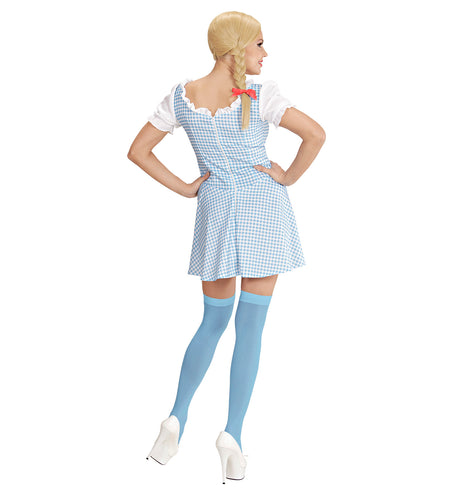 Dirndl jurkje Erika van achteren met rits op de rug en geruite klokrok