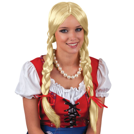 Perruque Heidi blonde avec tresses