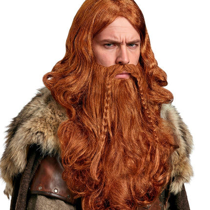 Viking pruik met baard en snor blond — foto 2