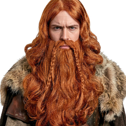 Viking pruik met baard en snor blond — foto 4