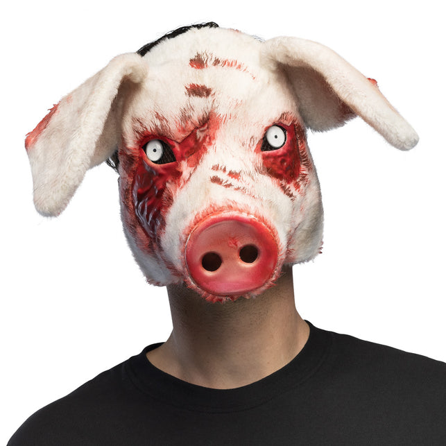 Pluchen halfmasker Bloederig varken roze Halloween Saw