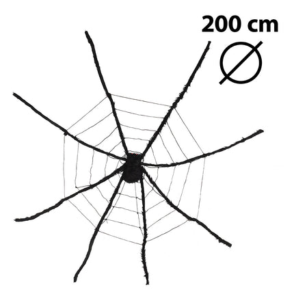 Spinnenweb XL 200 cm met grote spin detail