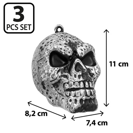 Set 3 schedels zilver detail