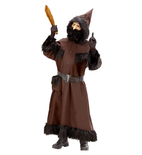 Knecht Ruprecht kasack gedragen, kerstman helper kostuum met kap heren