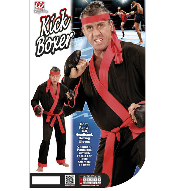 Stoer kickbokser pak compleet, vechtsport kostuum met bokshandschoenen