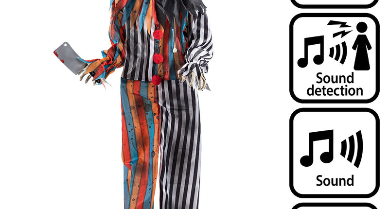 Staande decoratie Clown Butcher 175 cm Halloween killer