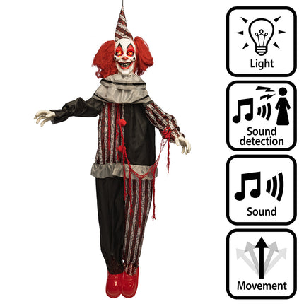 Hangdecoratie clown Mad giggles 175 cm Halloween killer
