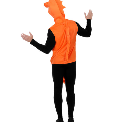 Zeepaardje verkleedpak detail met masker, onderwaterwereld kostuum