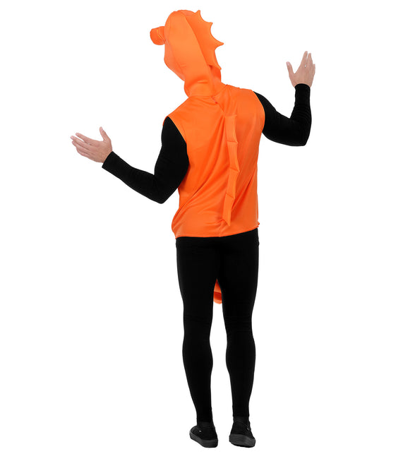 Zeepaardje verkleedpak detail met masker, onderwaterwereld kostuum