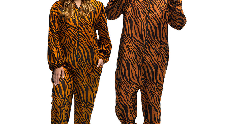 Bruin pluche tijgerpak volwassenen jumpsuit