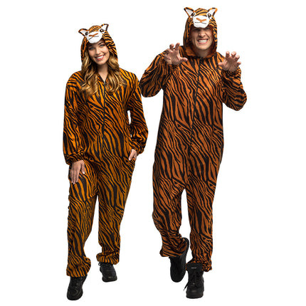Bruin pluche tijgerpak volwassenen jumpsuit