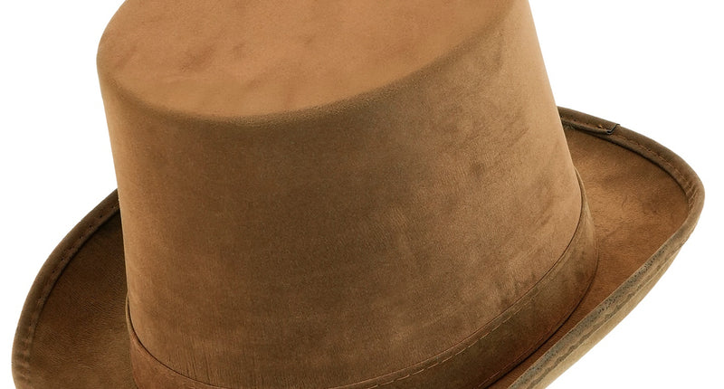 Hoge hoed vintage suede bruin vooraanzicht – hoeden