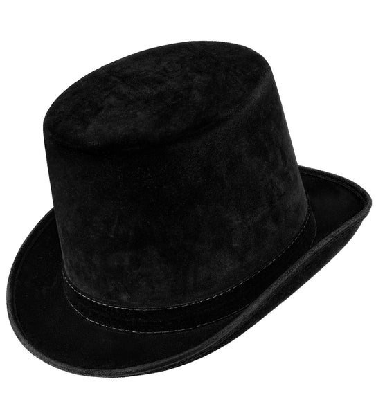 Hoge hoed vintage suede zwart vooraanzicht – hoeden