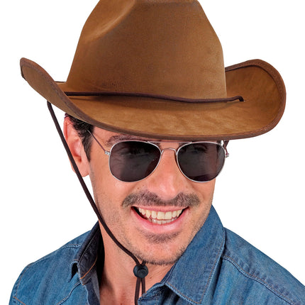 Cowboy hoed vintage suede bruin detailopname – hoeden