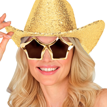 Cowboy hoed pailletten goud detailopname – hoeden