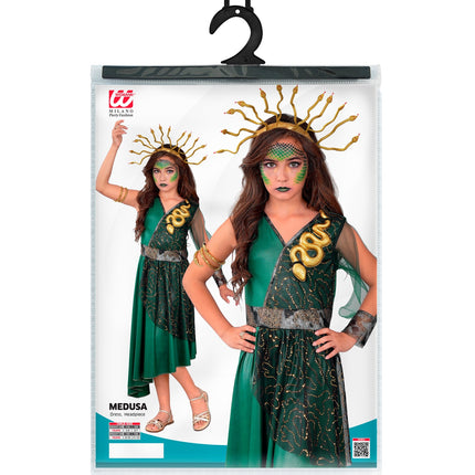 Medusa jurk meisjes in verpakking met jurk en haarband, kindermaten 116 tot 158 cm