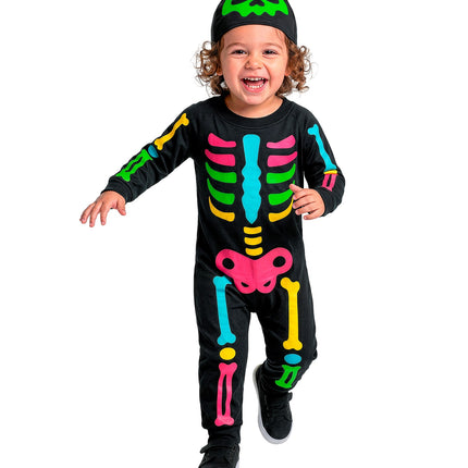 Gekleurd skelet jumpsuit voor jongens achterkant – kostuums