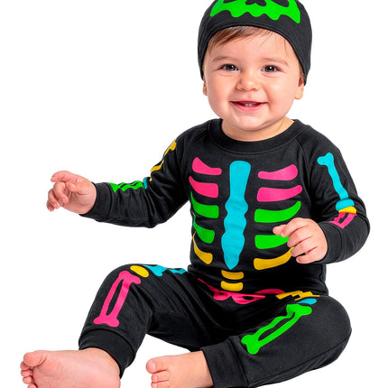 Gekleurd skelet jumpsuit voor jongens zijaanzicht – kostuums