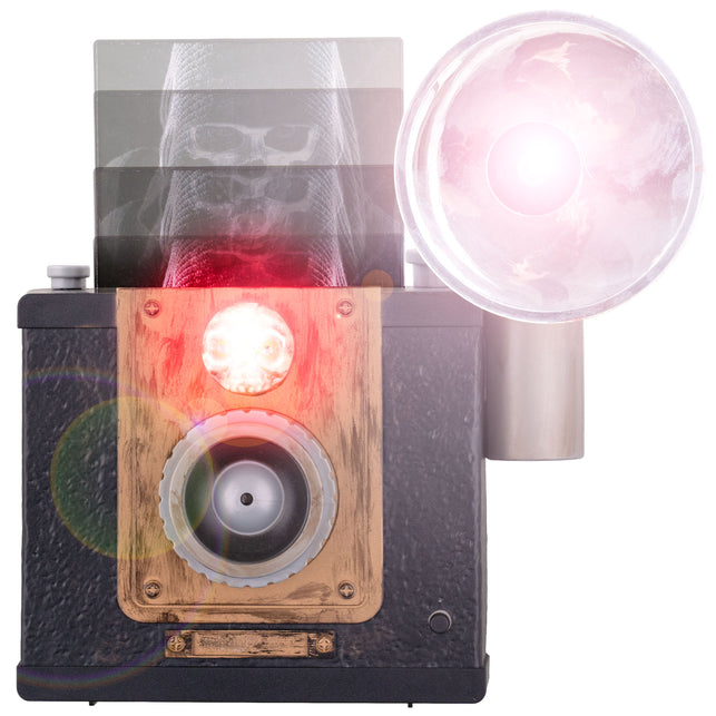 Griezelige camera met flash animatronic model