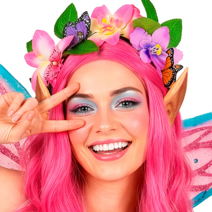 Hoofddeksel bloemen en vlinders voor dames close-up – accessoires