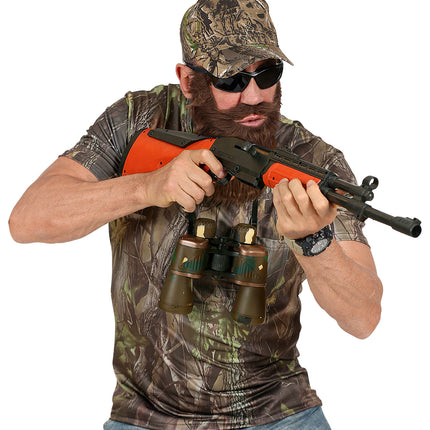 Jager outfit man met basecap, jager kostuum gedragen