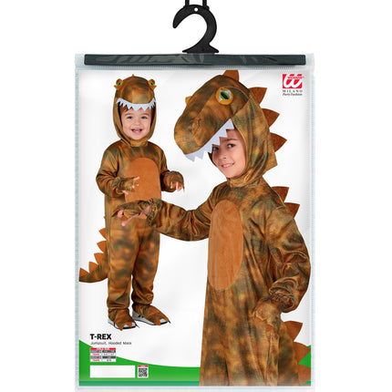 T-Rex jumpsuit jongens in verpakking van Widmann met jumpsuit en kapmasker