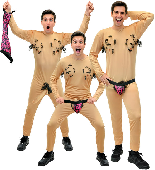 Gemene stripper jumpsuit met underpants voor heren vooraanzicht – kostuums