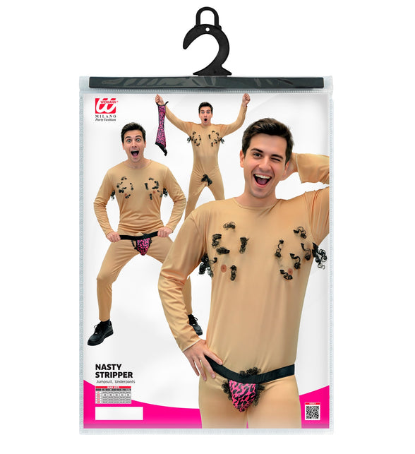 Gemene stripper jumpsuit met underpants voor heren close-up – kostuums