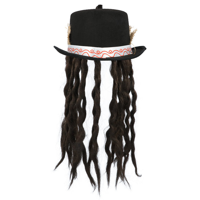 Sinistere voodoo-hoed met chicken feathers