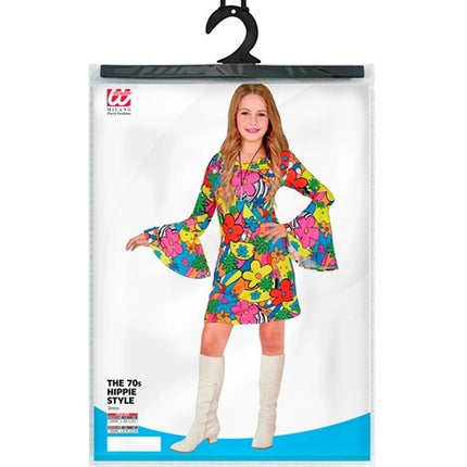 Hippie jurk jaren 60 meisje - achteraanzicht flower power