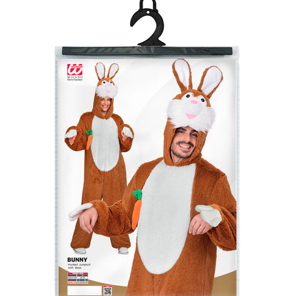 Konijn in zacht pluche jumpsuit voor volwassenen sfeerbeeld – verkleedkleding