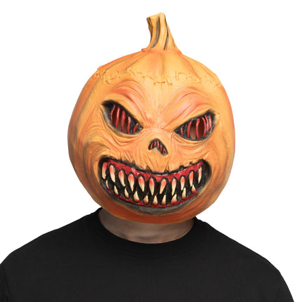 Oranje latex pompoenmonster-masker