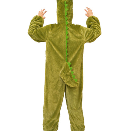 Krokodil in zacht pluche jumpsuit voor volwassenen sfeerbeeld – verkleedkleding