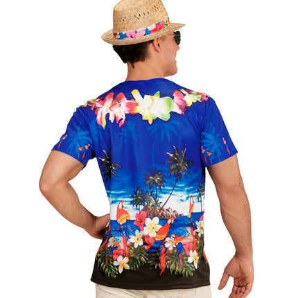 3D Hawaii verkleedshirt close-up, tropische beachbody print t-shirt heren