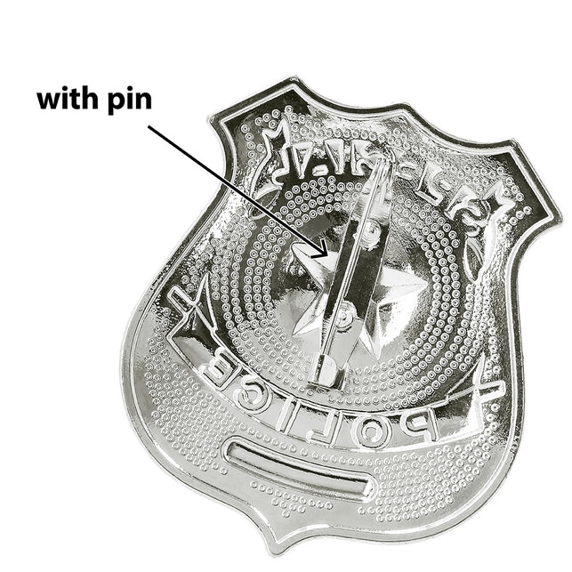Achterkant van de metalen badge Special police met veiligheidsspeld