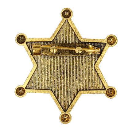Achterkant van de sheriff badge met geribbeld oppervlak en speld om vast te zetten
