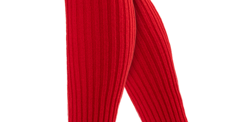 Beenwarmers basic rood, ribgebreide beenstukken van 40 cm over de kuiten, voor een jaren 80-feest