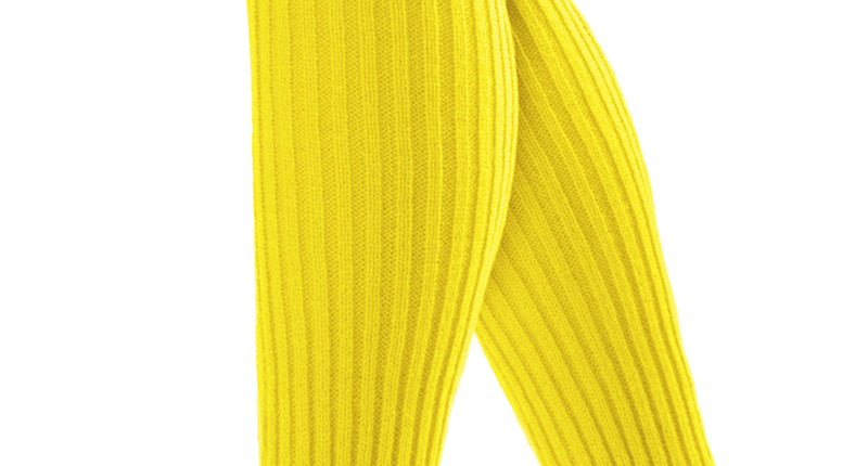 Beenwarmers neon geel geribbeld, 40 cm lang tot over de knie, voor een jaren 80-feest