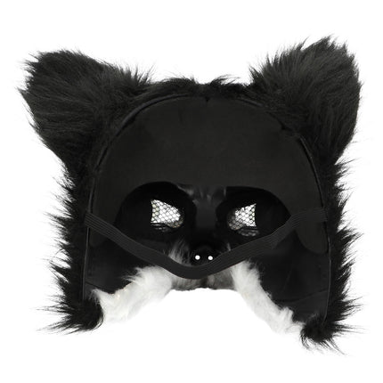 Binnenkant husky masker met gaas in de ooggaten en verstelbaar zwart elastiek