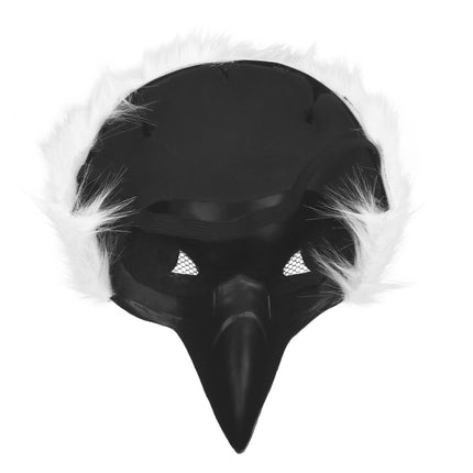 Binnenkant van het witte adelaar halfmasker, zwart met gaas achter de oogopeningen