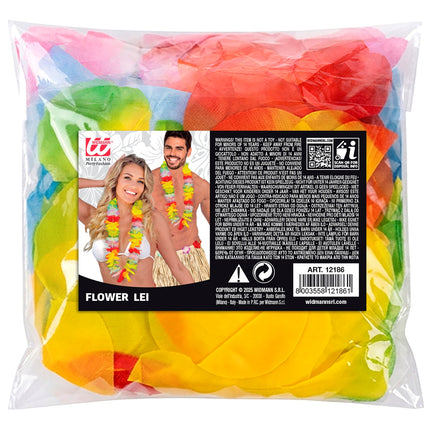 Bloemenkrans multicolor in polybag met Widmann-verpakkingslabel