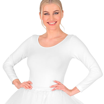 Body met lange mouwen voor dames gedragen onder een tule rok als basis voor een ballerinakostuum