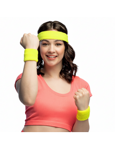 Boland 3 Zweetbandjes neon geel