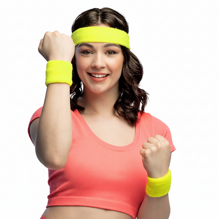 Boland 3 Zweetbandjes neon geel