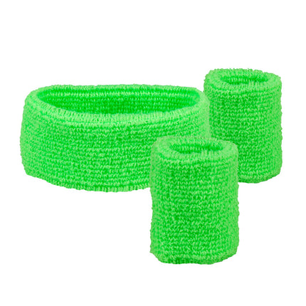 Boland 3 Zweetbandjes neon groen