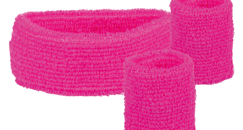 Boland 3 Zweetbandjes neon roze