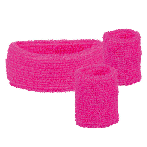 Boland 3 Zweetbandjes neon roze